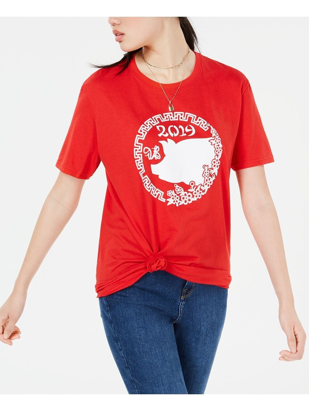 Love Tribe Juniors Pig Graphic T-Shirt Size L